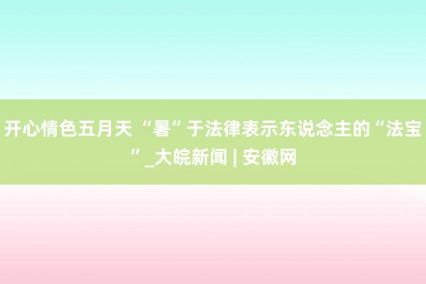 开心情色五月天 “暑”于法律表示东说念主的“法宝”_大皖新闻 | 安徽网