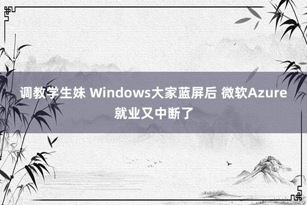 调教学生妹 Windows大家蓝屏后 微软Azure就业又中断了