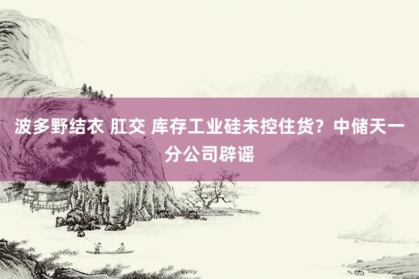 波多野结衣 肛交 库存工业硅未控住货？中储天一分公司辟谣