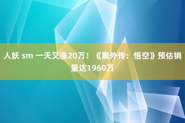 人妖 sm 一天又涨20万！《黑外传：悟空》预估销量达1960万