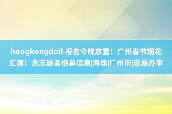 hongkongdoll 报名今晚放置！广州春节烟花汇演！含志愿者招募信息|海珠|广州市|志愿办事