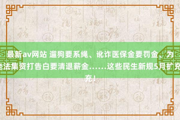 最新av网站 遛狗要系绳、讹诈医保金要罚金、为坐法集资打告白要清退薪金……这些民生新规5月扩充！